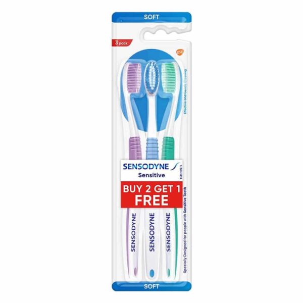 مسواک سنسوداین Sensodyne مدل Sensitive سه عددی با برس soft اورجینال