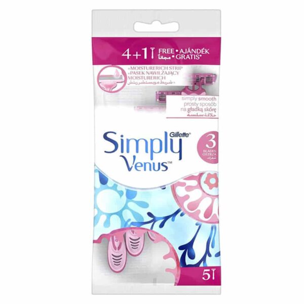 تیغ اصلاح ژیلت GILLETTE مدل Simply Venus بسته 5 عددی اورجینال