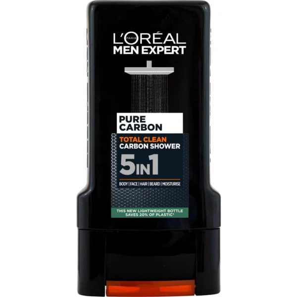 شامپو سر و بدن مردانه لورال L’Oreal Pure Carbon حجم ۳۰۰ میلی لیتر اورجینال