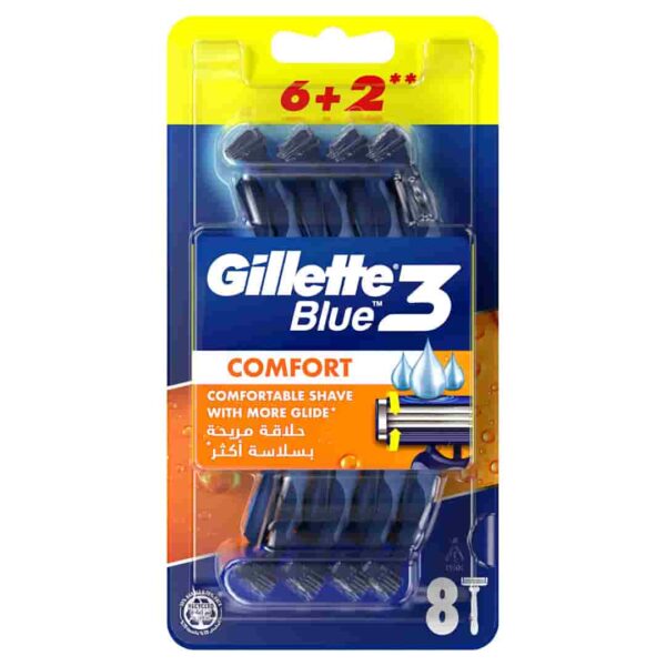 تیغ اصلاح ژیلت GILLETTE مدل Blue 3 بسته 8 عددی اورجینال